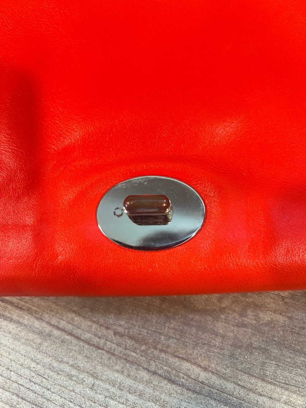 Kate Spade Orange Leather Turnlock Flap Crossbody Cream Trim silver Hardware - Picture 12 of 14
